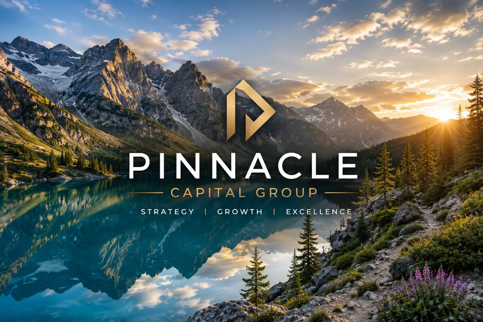 Corporate branding artwork of a mountain lake prepared for direct-to-wall printing