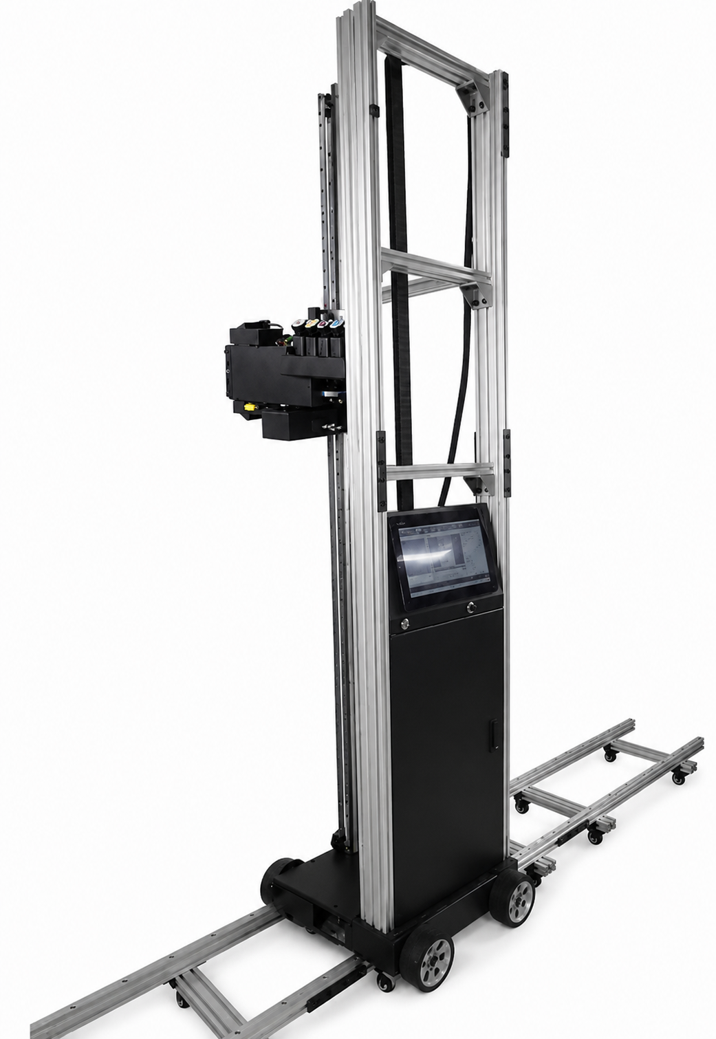 UK Wall Printing vertical UV direct-to-wall printer mounted on its floor track