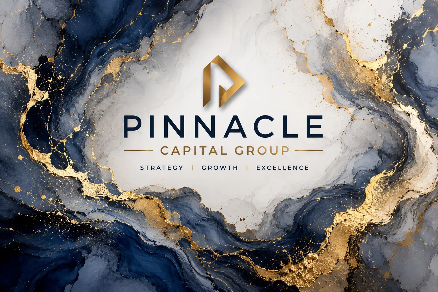 Gold and blue marble corporate brand artwork prepared for wall printing