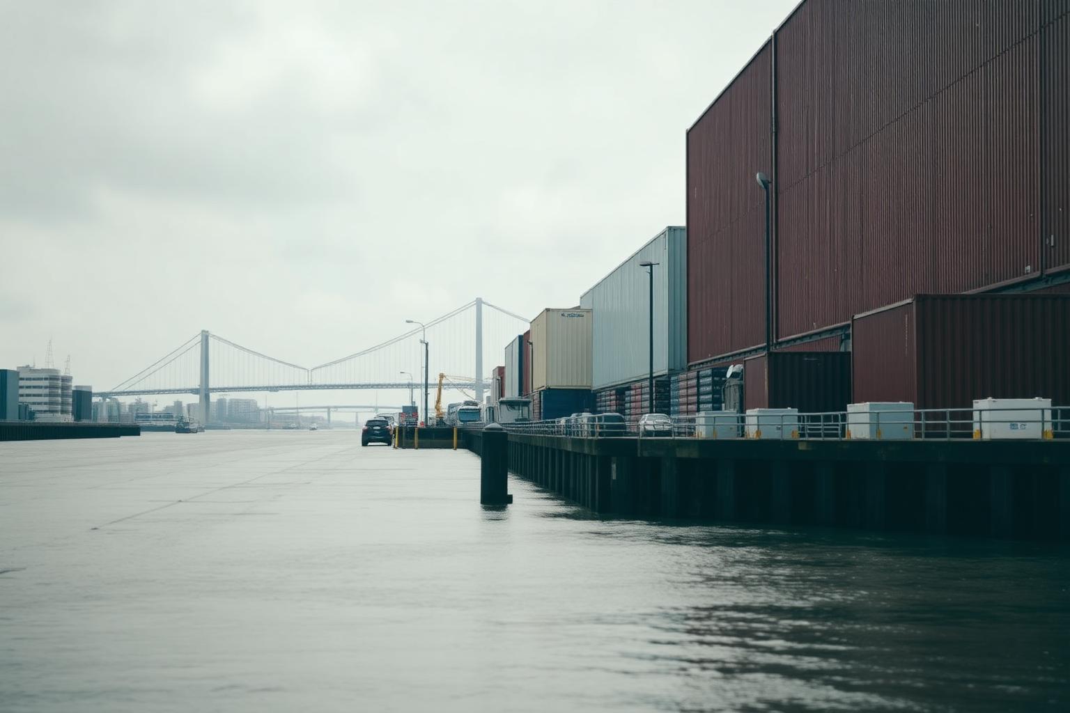 Wall printing in Grays and Thurrock, with Thames-side industry and distribution warehouses