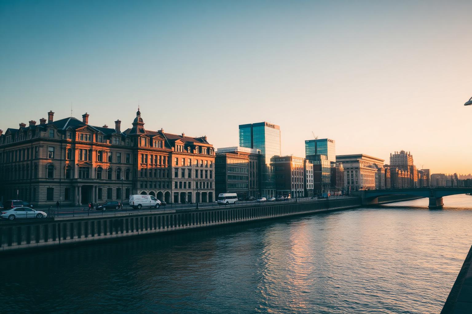 Wall printing in Leeds, with the Victorian waterfront along the River Aire