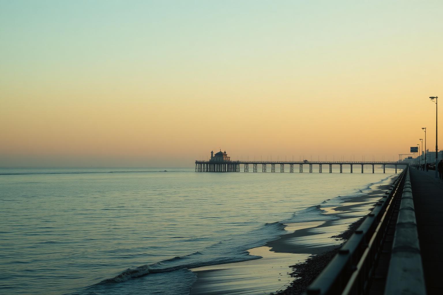 Wall printing in Southend-on-Sea, with the seafront and pier on the Thames Estuary
