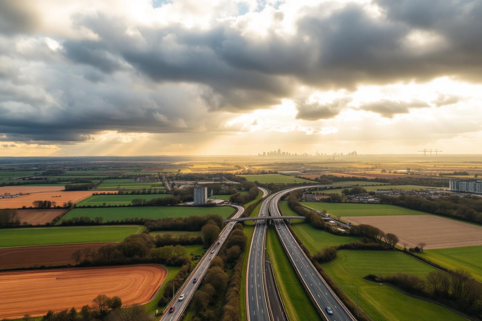 Nationwide UK wall printing coverage, with a British city and countryside landscape